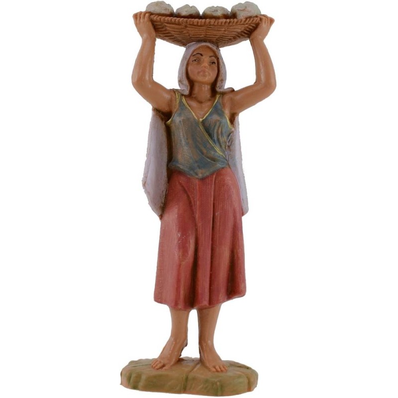 Donna con cesta di pane 12 cm Fontanini Mondo Presepi