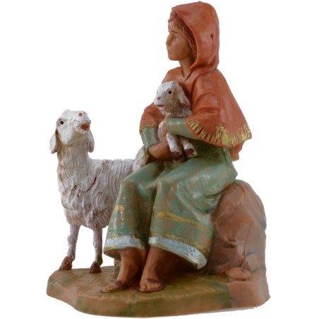 Pastorcilla sentada serie 12 cm Fontanini Mundo