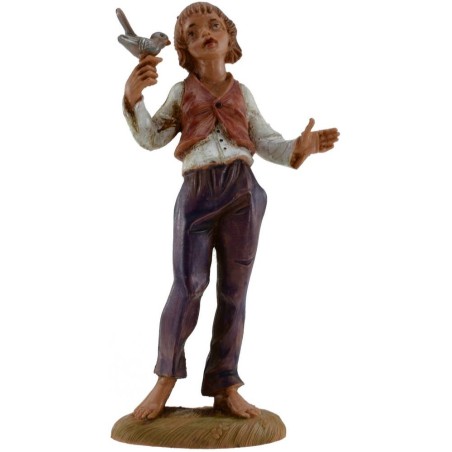 Fanciullo con uccellino serie 12 cm Fontanini Mondo Presepi