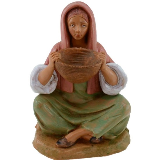 Mujer sentada con cesta serie 12 cm Fontanini