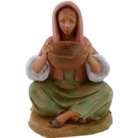 Donna seduta con cesto serie 12 cm Fontanini Mondo Presepi
