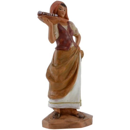 Woman with basket of bread 12 cm Fontanini