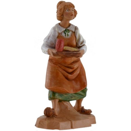 Mujer con bandeja 12 cm Fontanini Mundo Pesebres