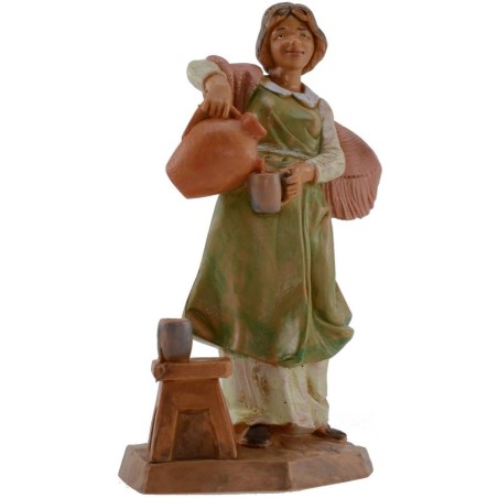 Woman with amphora and glass 12 cm Fontanini