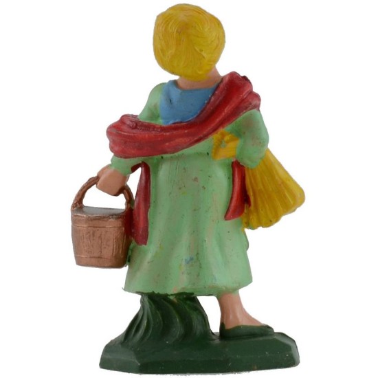 Mujer con cubo de 6 cm en PVC Mondo Presepi