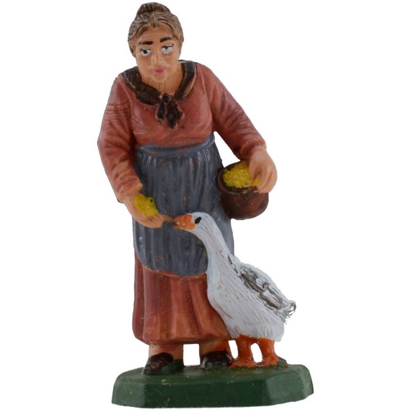 Old woman with goose 6 cm in pvc