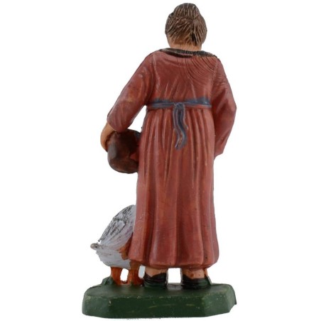 Old woman with goose 6 cm in pvc