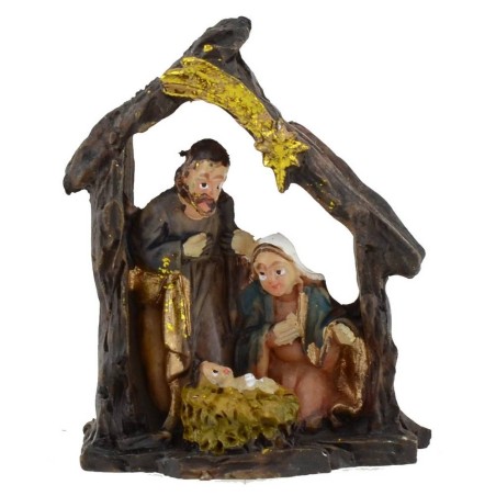Natività con capanna 3,5 cm in resina Mondo Presepi