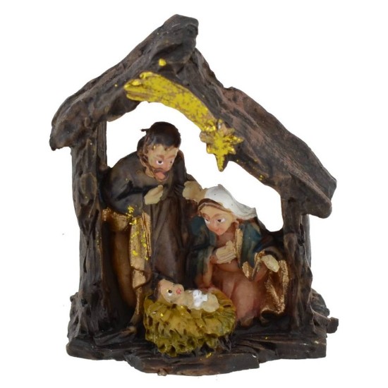 Nativity with hut 3.5 cm in resin