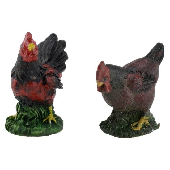 Set de 4 gallinas de resina de 2,5-3 cm Mundo Pesebres