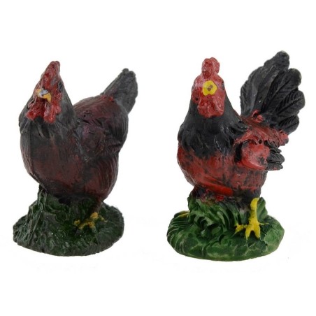 Set de 4 gallinas de resina de 2,5-3 cm Mundo Pesebres