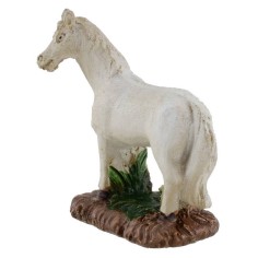 Caballo blanco en resina de 4,6 cm con base Mundo 2