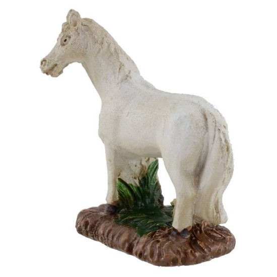 Caballo blanco en resina de 4,6 cm con base Mundo