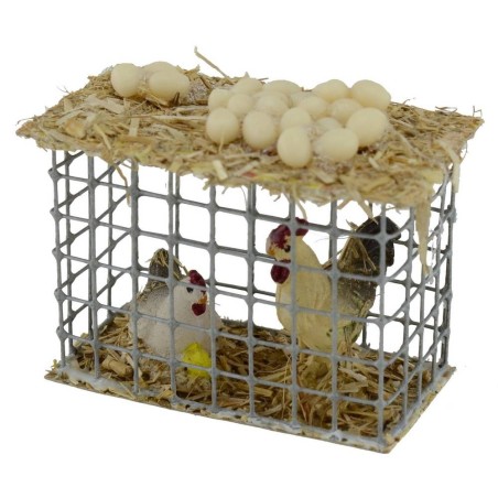 Metal cage with hens cm 5,5x2,7x4,6 h.