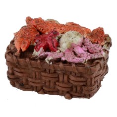 Cesta con pescado en resina 4x3x2 h. Mundo Belenes