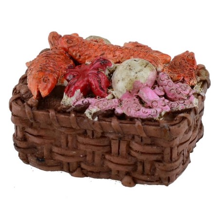 Cesto con pesce in resina 4x3x2 h. Mondo Presepi
