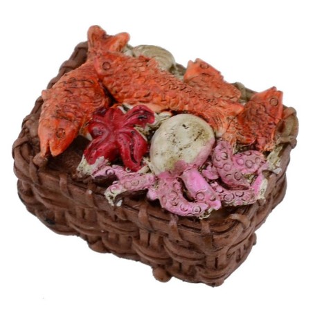 Cesto con pesce in resina 4x3x2 h. Mondo Presepi