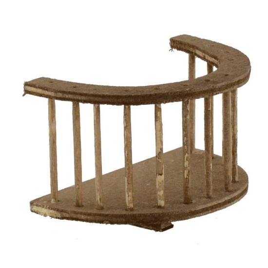 Barandilla semicircular de madera de 7x4x4 cm de altura.