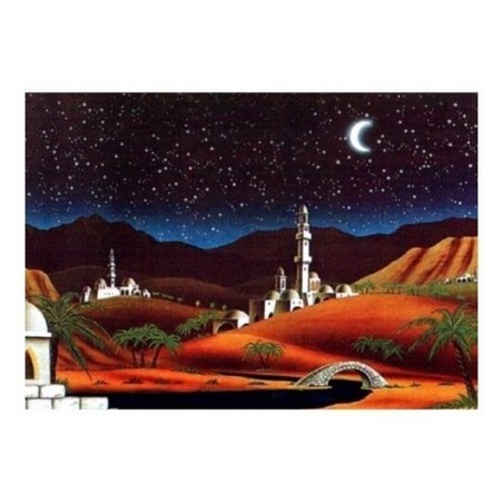 Fondo Árabe metalizado pesebre Cm 100x70 -723B Mundo Pesebres