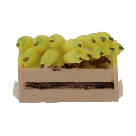 Caja de resina con plátanos de 3,2x2x2,2 cm de altura.