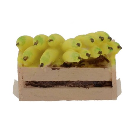 Caja de resina con plátanos de 3,2x2x2,2 cm de altura.