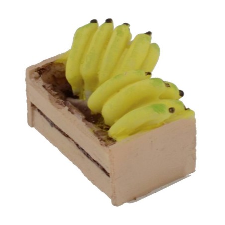 Caja de resina con plátanos de 3,2x2x2,2 cm de altura.