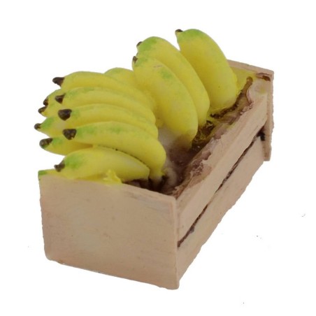 Caja de resina con plátanos de 3,2x2x2,2 cm de altura.