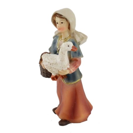 Woman with goose in resin 8 cm
