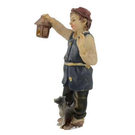 Niño con linterna en resina serie 9 cm Mundo