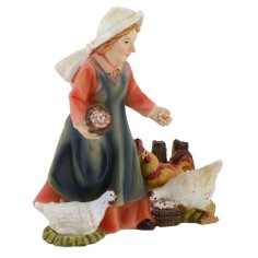 Peasant with hens in resin 8 cm 2