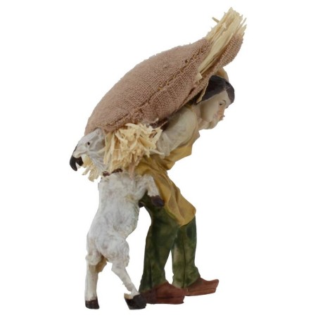 Shepherd with goat in resin 8 cm