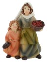 Donna con bambina in resina serie 8 cm Mondo Presepi