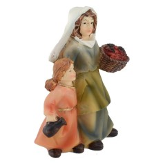 Donna con bambina in resina serie 8 cm Mondo Presepi 2