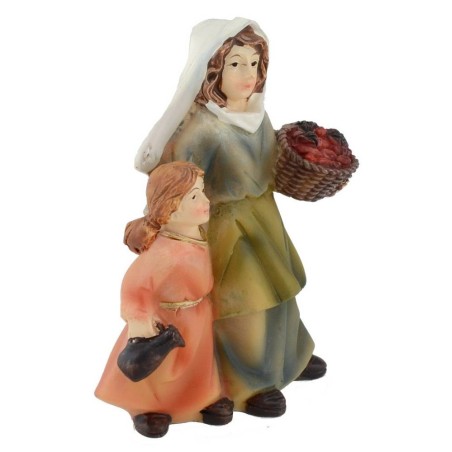 Mujer con niña en resina serie 8 cm Mundo