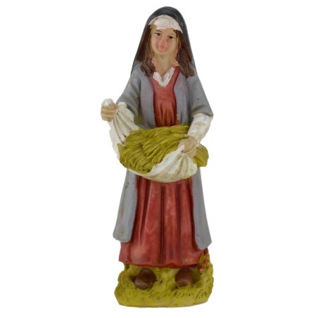 Contadina con paglia in resina 12 cm Mondo Presepi