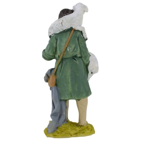 Shepherd with sheep in resin 9 cm