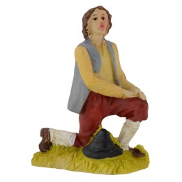 Pastor de rodillas en resina serie 9 cm