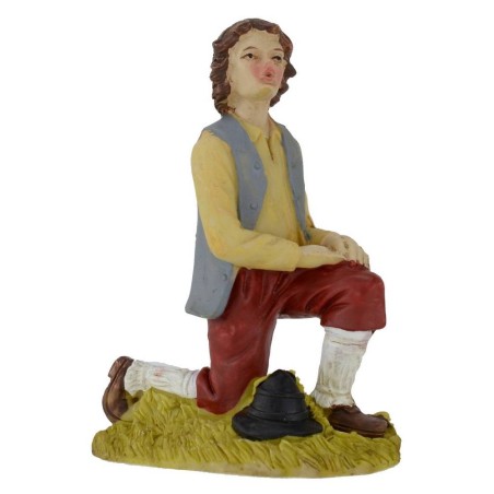 Pastore in ginocchio in resina serie 15 cm Mondo Presepi