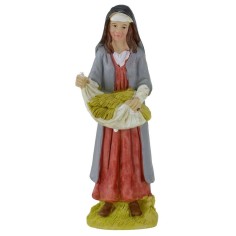Contadina con grano in resina 15 cm