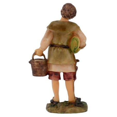 Pastor with bucket in resin 12 cm