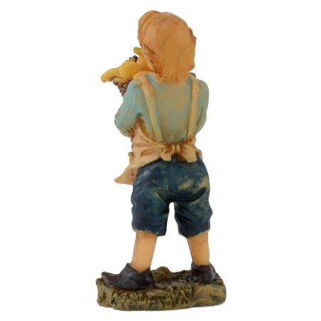 Bambino con cesto di frutta in resina 12 cm Mondo Presepi
