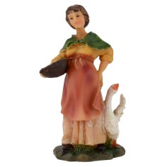 Mujer embarazada con ganso de resina 12 cm Mundo