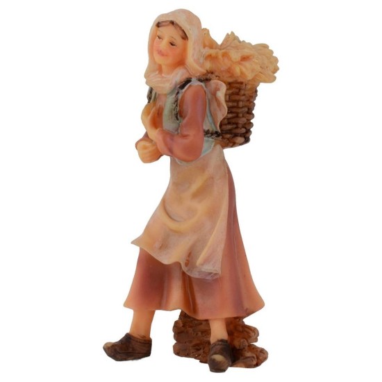 Contadina con cesto in resina 12 cm Mondo Presepi
