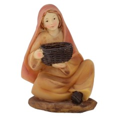 Donna seduta con cesto in resina serie 15 cm Mondo Presepi