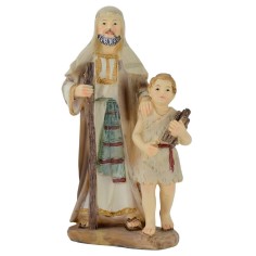 Vecchio con bambino in resina 15 cm Mondo Presepi