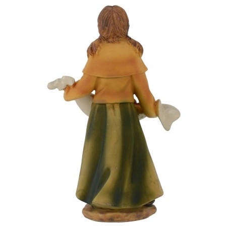 Fanciulla con cesto di frutta in resina 15 cm Mondo Presepi
