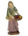 Woman with fruit basket in resin 15 cm