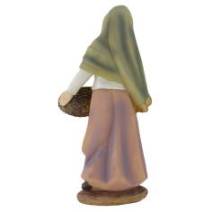Mujer con cesta de frutas en resina 15 cm Mundo 2