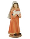 Woman with lamb in resin 15 cm