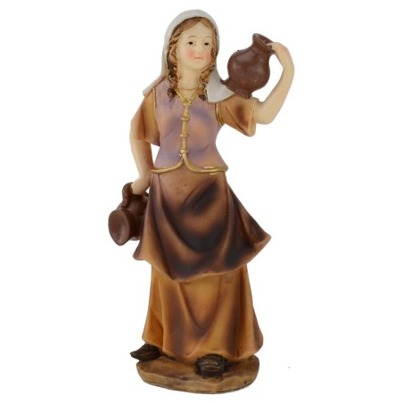 Donna con anfora in spalla in resina 15 cm Mondo Presepi
